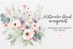 Watercolor floral arrangement PNG for sublimation Product Image 1