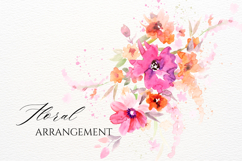 Watercolor Pink Floral Arrangement PNG Product Image 1