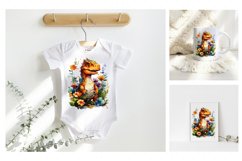 Watercolour Floral T-Rex Baby Dinosaur Sublimation PNG Product Image 2