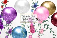 Watercolor Floral Balloons Clipart Product Image 1