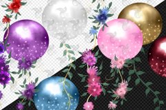 Watercolor Floral Balloons Clipart Product Image 3