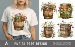 Watercolor Floral Barrel Clipart Product Image 1