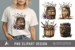 Watercolor Floral Barrel Clipart Product Image 1