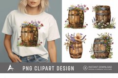 Watercolor Floral Barrel Clipart Product Image 1