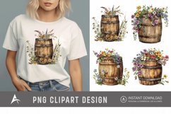 Watercolor Floral Barrel Clipart Product Image 1