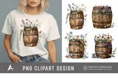 Watercolor Floral Barrel Clipart Product Image 1