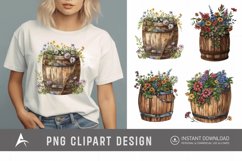 Watercolor Floral Barrel Clipart Product Image 1