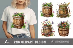 Watercolor Floral Barrel Clipart Product Image 1