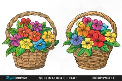 Watercolor Floral Basket Exquisite Clipart Product Image 1