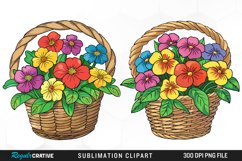 Watercolor Floral Basket Illustration Clipart Product Image 1