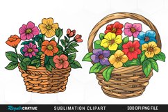 Watercolor Floral Basket Exquisite Clipart Product Image 1