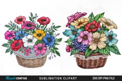 Watercolor Floral Basket Exquisite Clipart Product Image 1