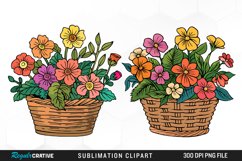 Watercolor Floral Basket Exquisite Clipart Product Image 1