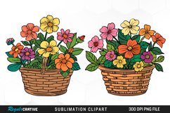 Watercolor Floral Basket Illustration Clipart Product Image 1