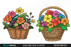 Watercolor Floral Basket Exquisite Clipar Product Image 1