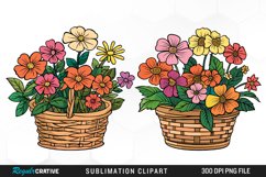 Watercolor Floral Basket Illustration Clipart Product Image 1