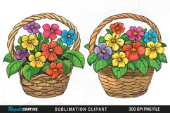 Watercolor Floral Basket Illustration Clipart Product Image 1