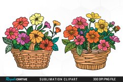 Watercolor Floral Basket Illustration Clipart Product Image 1