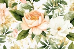 Watercolor floral border wreath with green leaves background Product Image 1