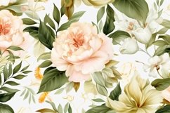 Watercolor floral border wreath with green leaves background Product Image 1