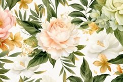 Watercolor floral border wreath with green leaves background Product Image 1