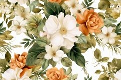 Watercolor floral border wreath with green leaves background Product Image 1