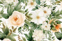 Watercolor floral border wreath with green leaves background Product Image 1