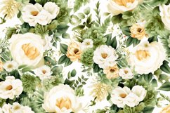 Watercolor floral border wreath with green leaves background Product Image 1
