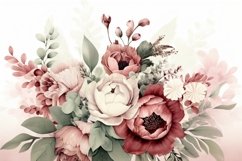 Watercolor floral border wreath with green leaves background Product Image 1