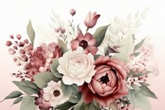 Watercolor floral border wreath with green leaves background Product Image 2