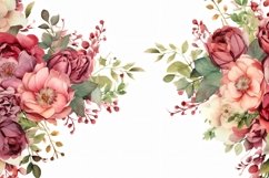 Watercolor floral border wreath with green leaves background Product Image 2