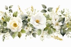 Watercolor Floral Background with White Flowers on White BG Product Image 1