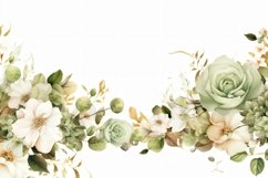 Watercolor Floral Background with White Flowers on White BG Product Image 2