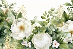 Watercolor Floral Background with White Flowers on White BG Product Image 2