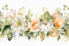 Watercolor Floral Background with White Flowers on White BG Product Image 1