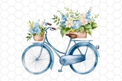 Watercolor Floral Bicycle Clipart