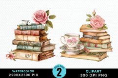 Watercolor Floral Book PNG Set Clipart Product Image 1