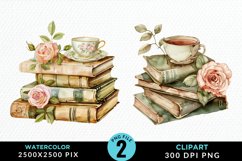 Watercolor Floral Book Illustration Clipart Product Image 1