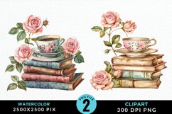 Watercolor Floral Book PNG Set Clipart Product Image 1