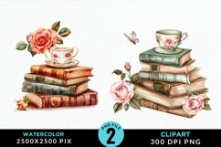 Watercolor Floral Book PNG Set Clipart Product Image 1