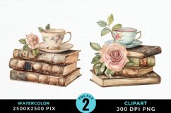 Watercolor Floral Book PNG Set Clipart Product Image 1