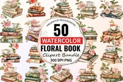 Watercolor Floral Book Clipart Bundle Product Image 1