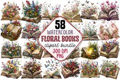 watercolor floral books clipart  bookmark floral  bookmark sublimation books watercolor png, floral book  watercolor flower 