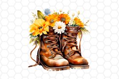 Watercolor Floral Boots Clipart Sublimation