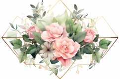 Watercolor Floral Border, Wedding card illustration Product Image 2