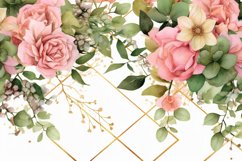 Watercolor Floral Border for wedding invitations Product Image 2