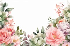 Watercolor Floral Border, Wedding card illustration Product Image 2
