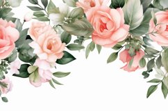 Watercolor Floral Border, Wedding card illustration Product Image 2