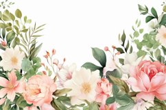 Watercolor Floral Border, Wedding card illustration Product Image 2