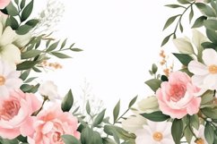 Watercolor Floral Border for wedding invitations Product Image 2
